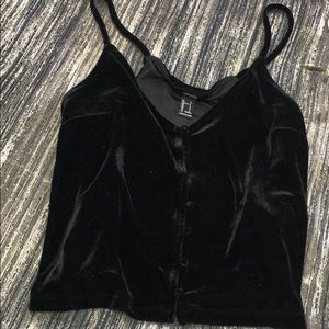 Crop black velvet tank.
